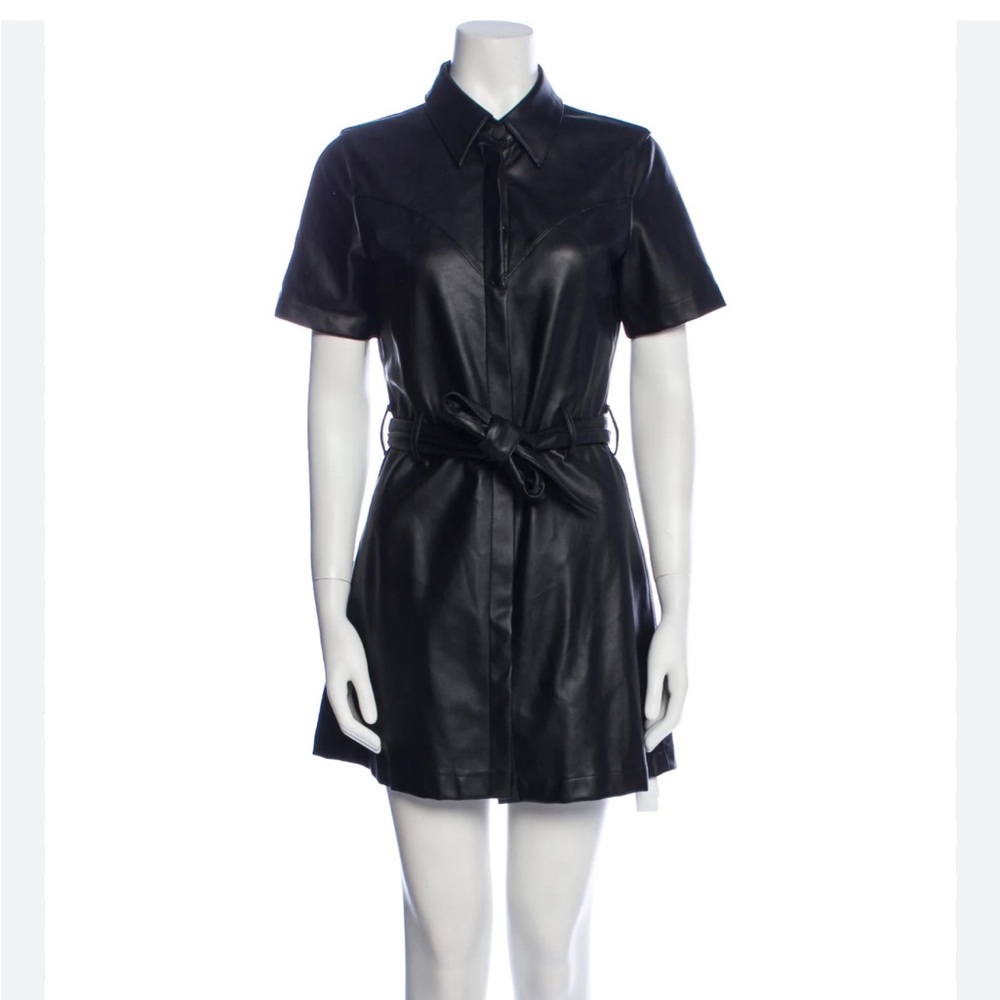 Black mini faux leather dress. Never worn